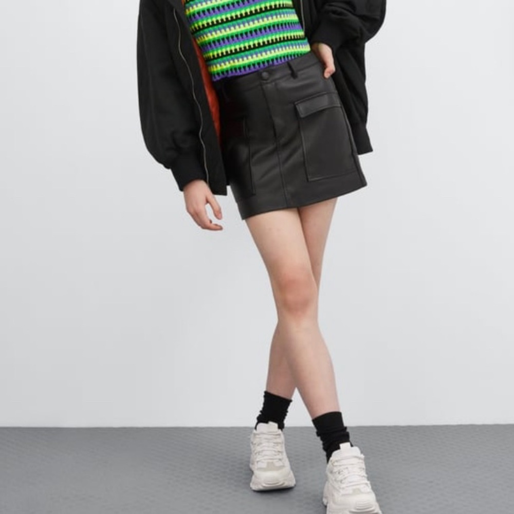 Black Faux Leather Mini Skirt